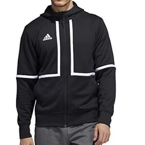 Adidas Under The Lights black w/white accents full zip up sweatshirt hoodie Sz L